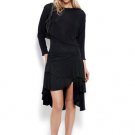 NWT BCBG MAX AZRIA RUNWAY BLACK HALTER ASYMMETRICAL DRAPED DRESS