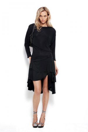NWT BCBG MAX AZRIA RUNWAY BLACK HALTER ASYMMETRICAL DRAPED DRESS