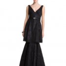 $915 BCBG BLACK ALLOVER LACE TIERED NIGHT GOWN DRESS 8