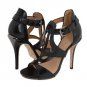NEW L.A.M.B. BLACK LEATHER QUIANA OPEN TOE PUMP SHOE 7