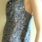 $198 NWT BCBGMAXAZRIA SILVER SEQUIN DRAPE EVENING TOP S