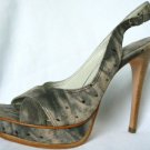 NEW 100% LEATHER CHIC GREY LEATHER STILETTO PUMP SHOE 7
