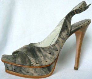 NEW 100% LEATHER CHIC GREY LEATHER STILETTO PUMP SHOE 7