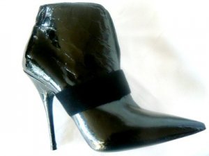 NEW PATENT LEATHER SEXY ANKLE BLACK BOOTS 8