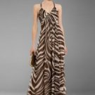 NEW BCBG TIGER STRIPED COCOA SILK HALTER GOWN DRESS 2