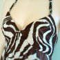 NEW BCBG TIGER STRIPED COCOA SILK HALTER GOWN DRESS 2