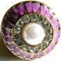NEW BCBG MAXAZRIA PURPLE RHINESTONE PEARL OVAL PLASTIC PAVE RING SZ 6