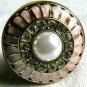 NEW BCBG MAXAZRIA PINK RHINESTONE PEARL OVAL PLASTIC PAVE RING SZ 7