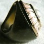 NEW BCBG MAXAZRIA PINK RHINESTONE PEARL OVAL PLASTIC PAVE RING SZ 7