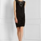 NWT BCBGMAXAZRIA BLACK BEADED-NECKLINE SLEEVELESS DRESS