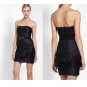 NWT BCBG MAXAZRIA ELIOT STRAPLESS SATIN FRINGE BLACK COCKTAIL DRESS  6