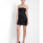 NWT BCBG MAXAZRIA ELIOT STRAPLESS SATIN FRINGE BLACK COCKTAIL DRESS  6