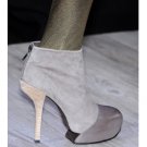 NEW BCBG MAX AZRIA RUNWAY GREY LEATHER DIVA PLATFORM BOOTS SHOES 9