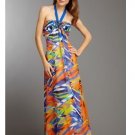 NWT BCBG MAXAZRIA SILK BRIGHT ORANGE STONE APPLIQUE FULL LENGTH DRESS sz 4,6