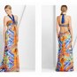 NWT BCBG MAXAZRIA SILK BRIGHT ORANGE STONE APPLIQUE FULL LENGTH DRESS sz 4,6