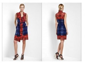 NWT BCBG MAXAZRIA ISLA SHIBORI PRINT RED PERSIAN WRAP SILK DRESS