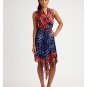 NWT BCBG MAXAZRIA ISLA SHIBORI PRINT RED PERSIAN WRAP SILK DRESS