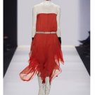 NWT BCBG MAXAZRIA RUNWAY TABATHA FLAME RED SILK STRAPLESS DRESS
