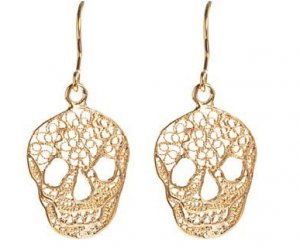 BRAND NEW HANDMADE IOSSELLIANI FILIGREE SKULL SILVER/ GOLD PLATED EARRINGS