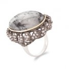 NEW BCBG MAX AZRIA HEMATITE RHINESTONE PAVE RING 5