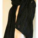 $127 BCBG MAXAZRIA BLACK DROP NEEDLE LAMB WOOL/SILK WRAP SHAWL SCRAF