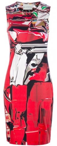$1K MARY KATRANTZOU RED CRASH PRINT JERSEY DRESS 2012 SUMMER S