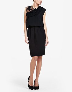 NWT BCBG MAXAZRIA ANGELINE PLEATED DETAIL CREPE LITTLE BLACK DRESS L LHL6R146