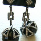 NEW BCBG MAXAZRIA BLACK CRYSTAL RHINESTONE TEARDROP EARRING