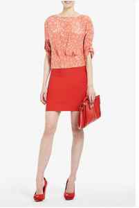NWT BCBG MAXAZRIA ALEXA CURRY RED POWER BANDAGE SKIRT XXS LHL3C521