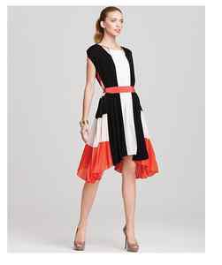 NEW BCBG MAX AZRIA BRIT DRAPED COLOR BLOCKED HALTER COCKTAIL DRESS XS