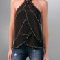 NWT SHERI BODELL SILK PIECED HALTER TOP BLOUSE M