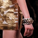 AUTH BALMAIN RUNWAY GRETA SMALL WHITE NAPA LEATHER CUFF BRACELET