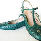 $450 NEW CAVALLINI GREEN LEATHER FLOWER STUD EMBELLISHMENT FLATS SHOES 8