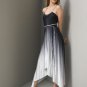 NEW BCBG MAXAZRIA BLACK OMBRE SILK ASYMMETRIC HEM OPEN BACK LONG DRESS GOWN M