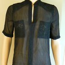 NEW BCBG MAXAZRIA SILK CHIFFON BLACK BLOUSE TOP S