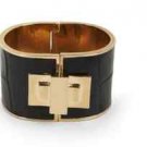 NWT BCBG MAXAZRIA CROCODILE EMOSSED LEATHER PLATED CUFF BRACELET