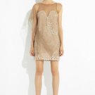 NEW BCBG MAXAZRIA PUTTY TULLE OVERLAY EMBROIDERED DRESS XS