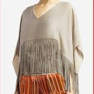 NEW BCBG MAXAZRIA ELEGANT PUMICE INIKO FRINGE POLYESTER TOP S