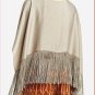 NEW BCBG MAXAZRIA ELEGANT PUMICE INIKO FRINGE POLYESTER TOP S