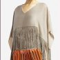 NEW BCBG MAXAZRIA ELEGANT PUMICE INIKO FRINGE POLYESTER TOP S