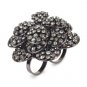 NEW BCBG MAX AZRIA ORCHID FLORAL DOUBLE-BAND RING BLACK DIAMOND