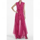 NEW BCBG MAX AZRIA BASHA ASYMMETRICAL TIE-NECK DRESS BEGONIA EVENING GOWN DRESS sz S