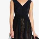 BRAND NEW BCBG MAX AZRIA AEGLE V-NECK PLEATED BLACK COCKTAIL DRESS 2,8