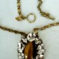 NEW ANTON HEUNIS "GRACE KELLY" FLORAL BRAZILIAN AGATE SWAROVSKI CRYSTAL PENDANT