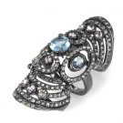 NWT BCBG MAXAZRIA OVERSIZED ARMOR GLADIATOR BROWN CRYSTAL FLORAL STONE RING 6