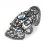 NWT BCBG MAXAZRIA OVERSIZED ARMOR GLADIATOR BROWN CRYSTAL FLORAL STONE RING 6