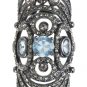 NWT BCBG MAXAZRIA OVERSIZED ARMOR GLADIATOR BROWN CRYSTAL FLORAL STONE RING 6