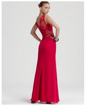 NEW BCBG MAXAZRIA KAREY FULL LENGTH LACE DETAIL TURKISH PINK GOWN DRESS 8 WQR6Q30