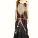 NWT BCBG MAXAZRIA RUNWAY HAZELNUT CHANTELLE MAXI COLOR BLOCK DRESS EUI6Q349 XXS