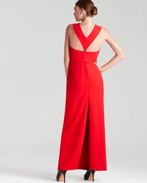 NEW BCBG MAXAZRIA RIO RED AGATA V-BACK GOWN DRESS 0